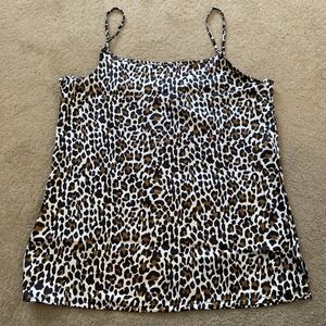 LOVE TO SLEEP WOMEN'S LEOPARD PRINT SATINY CAMISOLE TANK TOP SIZE LARGE